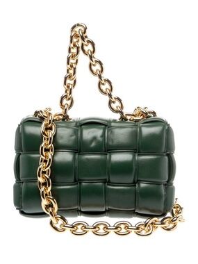 Bottega Veneta Padded Green Shoulder Bag with Gold Chain